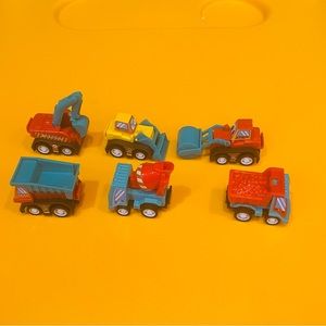 6 Construction Toy Car In A Bag Small Size Appx 1 1/2” Different Colors New